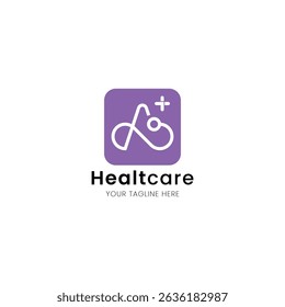 Letter A minimalist and iconic healthcare logo, medical and clinic with stethoscope