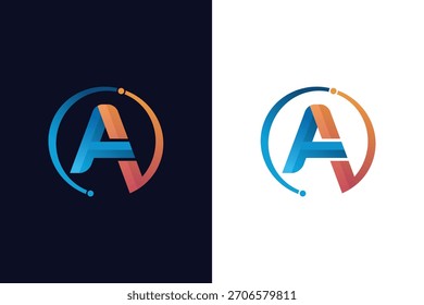 Letter A minimalist modern gradient logo design vector