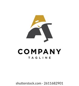 Letter A Mining Hammer Logo Icon Vector
