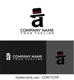 a letter mister hat logo vector