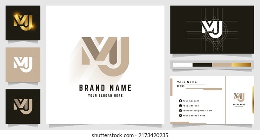 Letter MJ or MU monogram logo with business card design