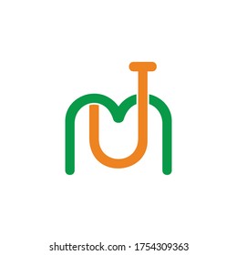 letter mj simple overlapping line symbol logo vector