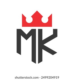 Letter MK Crown Logo. Crown on Letter MK Logo Design Template