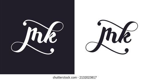 Letter Mk Curly Logo Design Monogram