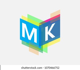 Letter MK logo with colorful geometric shape, letter combination logo design for creative industry, web, business and company.
