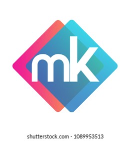 Letter MK logo with colorful geometric shape, letter combination logo design for creative industry, web, business and company.