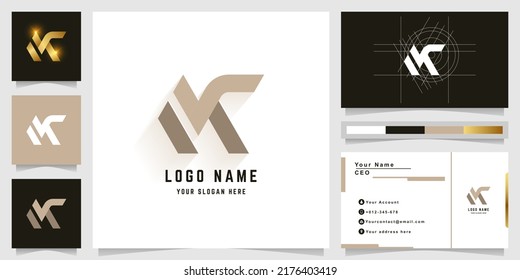 Letter MK or NK monogram logo with business card design