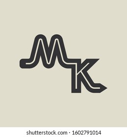 Letter MK pencil shape logo design. Link icon in flat style isolated on grey background. Graphic alphabet symbol for your corporate business identity, website, app, UI. Arts logo design inspiration.