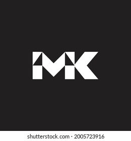 letter mk triangles geometric mosaic logo vector