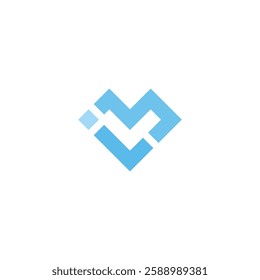 letter ml blue diamond shape logo vector 