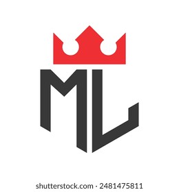 Buchstabe ML Crown Logo. Crown auf Letter ML Logo Design Vorlage