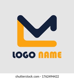 letter ml geometric line simple overlap logo vector