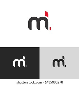 Letter ml linked lowercase logo design template elements. Red letter Isolated on black white grey background. Suitable for business, consulting group company.