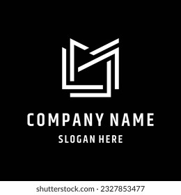 letter ML or LM stripe geometric line logo vector