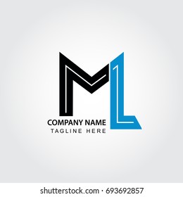 letter ML, M and L logo isolated