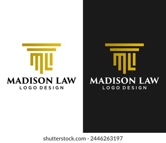 Letra ML monograma pilar de diseño de logotipo de la ley.