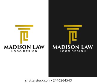 Letter ML monogram pillar of law logo design.