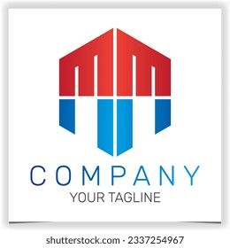 letter MM initial hexagon logo icon premium elegant template vector eps 10