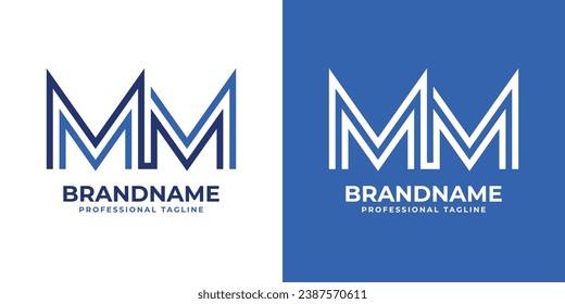 Logotipo de Monograma de la línea MM de la letra, adecuado para negocios con iniciales MM o MM.