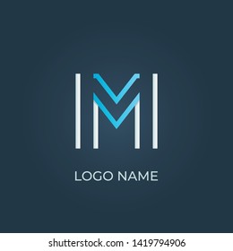 Letter M"M linear logo isolated. Alphabet vector