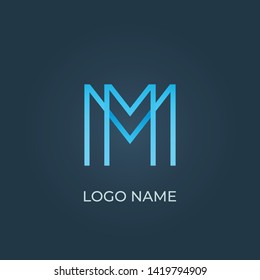 Letter M"M linear logo isolated. Alphabet vector