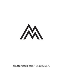 
letra MM dos montañas símbolo simple vector