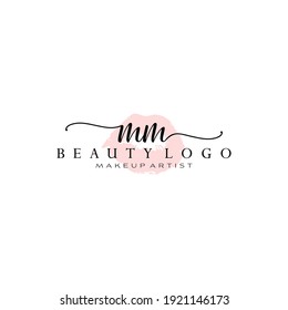 Letter MM Watercolor Lips Premade Logo Design, Logo for Makeup Artist Business Branding, Blush Beauty Boutique Logo Design, Calligraphy Logo