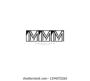 Letter MMM Linear Stripe Illusion Monogram Isolated Square Shape Logo