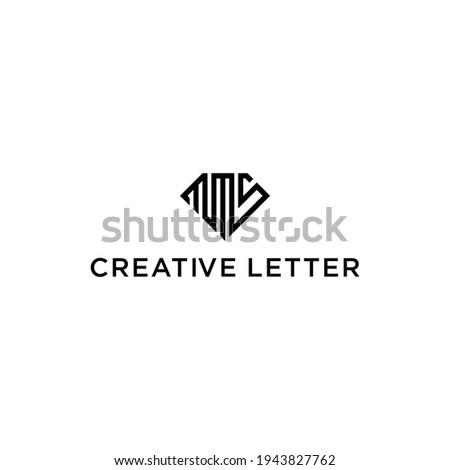 letter MMS logo design and diamond icon vector