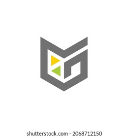 letra mn triángulos abstractos diseño de mosaico logo vector