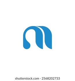 letter mn curves blue water drop simple lgoo vector