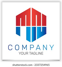 letter MN initial hexagon logo icon premium elegant template vector eps 10