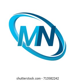 letter MN logotype design for company name colored blue swoosh. vector logo for business and company identity.