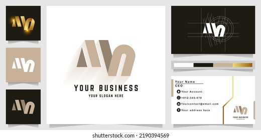 Letter MN or Mh monogram logo with business card design