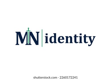 Letter MN with sword combination concept. Very suitable for symbol, logo, company name, brand name, personal name, icon and many more.