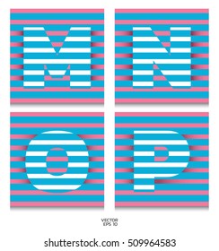  Letter M,N,O,P abstract line color.