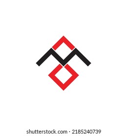 letter mo arrow simple geometric line logo vector