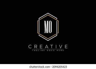 letter mo elegant and luxury Initial with hexagon frame minimal monogram logo design vector template