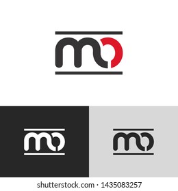Letter mo linked lowercase logo design template elements. Red letter Isolated on black white grey background. Suitable for business, consulting group company.