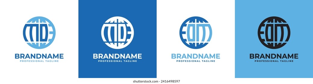 Conjunto de logotipos de OMO y de OMA Globe, adecuado para cualquier negocio con iniciales MO o OM.