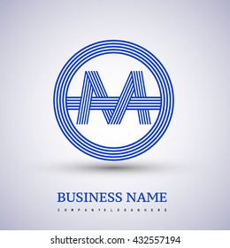Letter MO or OM linked logo design circle G shape. Elegant blue colored, symbol for your business name or company identity.