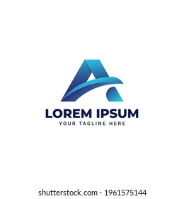 letter a modern 3d gradient logo design