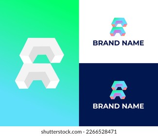 letter a modern 3d logo design vector template