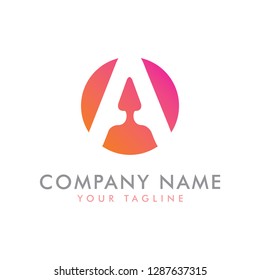 Letter A Modern Circle Shape Logo Design