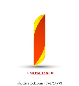 Letter I . Modern concept. elegant and simple typographic .Twisted orange and gold