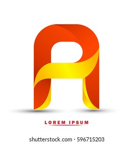 Letter A . Modern concept. elegant and simple typographic .Twisted orange and gold