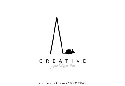 Letter A Modern Design Logo Concept. Creative Icon Logo with mouse shape Vector Illustration.