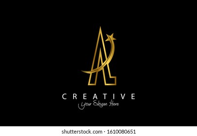 Letter A Modern Design Logo Concept. Creative Icon Logo with Rising Star Vector Illustration.