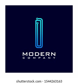 Letter I Modern Digital Technology Logo Design Vector