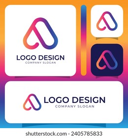 letter a modern gradient logo design template